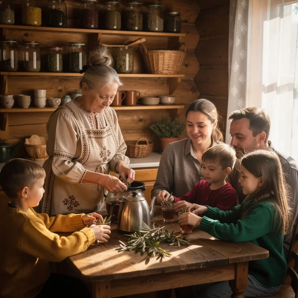 Alyvuogių lapų arbatos paruošimo procesas, demonstruojantis ingredientų maišymą ir užpylimą.